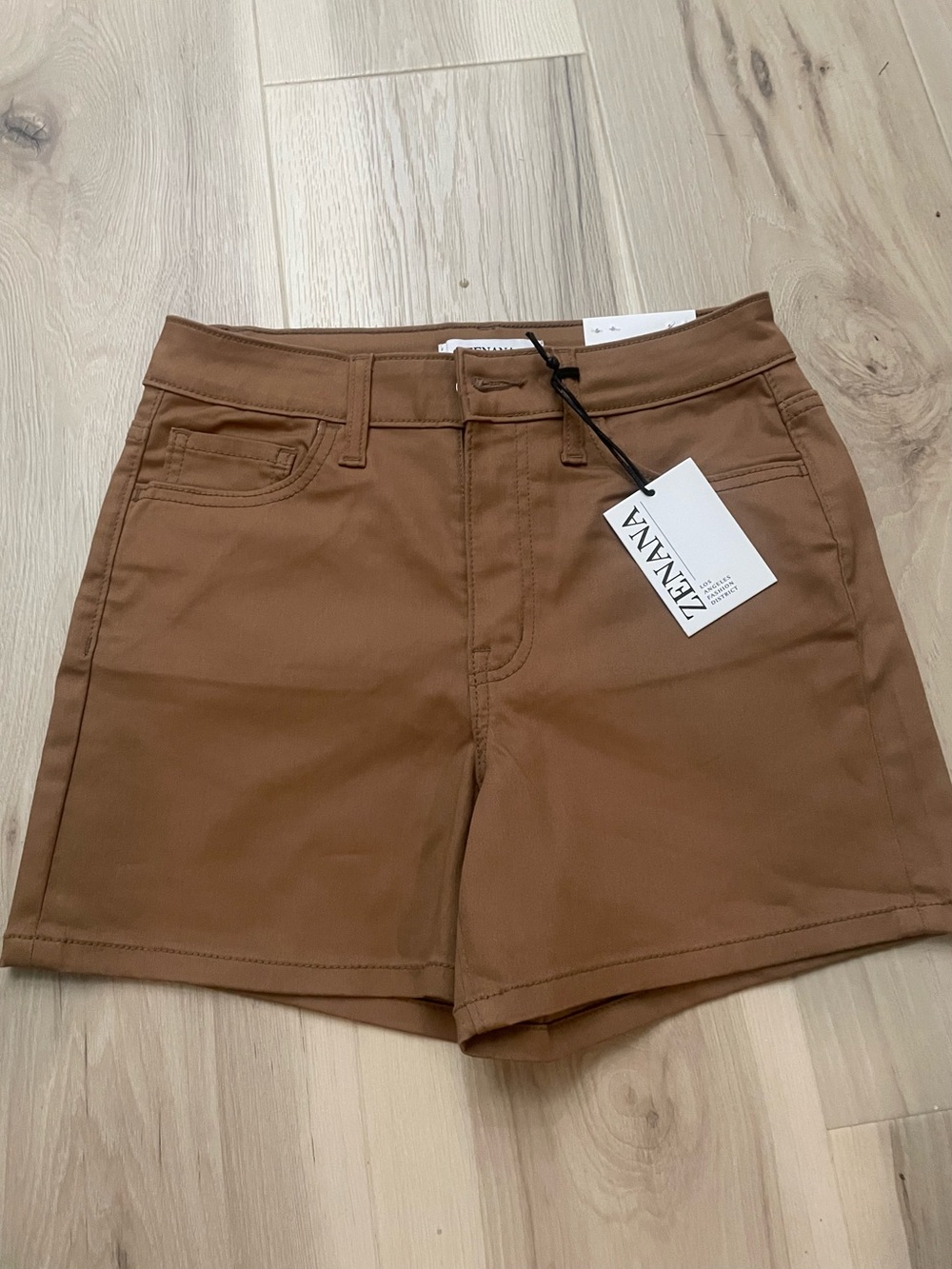 Women's Brown High-Rise Cotton Shorts